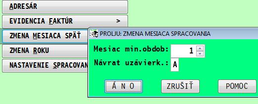 Zmena mesiaca späť Táto voļba umožňuje spätný prechod do minulých období za účelom zmien a opráv.