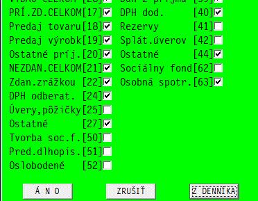 Príprava a tlač redukovaného peňaţného denníka. Doporučeným postupom môžete vytlačiť len používané (teda nenulové) stĺpce peňažného denníka.