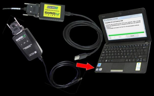 b) V případě, že VCI configuration assistant zjistí nějaké potíže s konfigurací, např. nesoulad se sériovým číslem, či zastaralá verze firmware, atp.