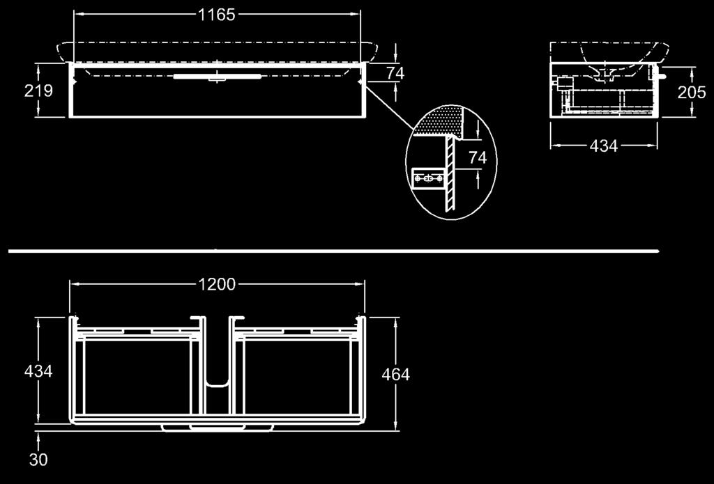 43,4 cm pre umývadlá M21130000, M21030000,