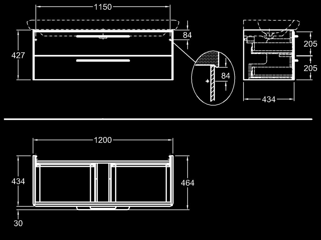 Skrinka pod umývadlo, závesná 31,4 x 45,4 x 23,1 cm pre umývadlá M22440000, M22441000 1 dvierka s