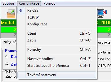 SATEL MICRA 45 Obr. 21. Funkce Tovární nastavení v menu Komunikace. 7.2 POMOCÍ PROPOJKY NASAZENÉ PINY PORTU RS-232 TTL 1. Vypněte napájení modulu. 2. Nasaďte propojku na piny portu RS-232 TTL na desce modulu podle obrázku 22.