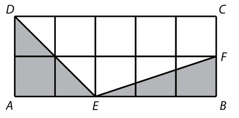 4. Ve čtvercové síti je zakreslen obdélník ABCD a dva trojúhelníky AED a EBF. (Body A, B, C, D, E, F jsou mřížové body).