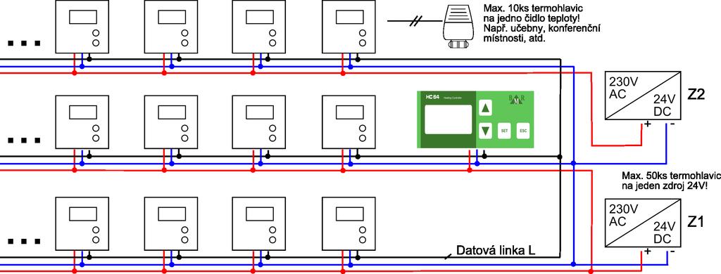 4.3. RNET64 zapojení dvou zdrojů Při rozsáhlejších