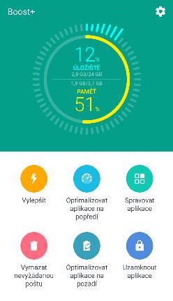 145 Boost+ Boost+ O aplikaci Boost+ Toto jsou některé z věcí, které můžete dělat pomocí aplikace Boost+. Sledujte prostor prostor úložiště telefonu a využívání paměti.