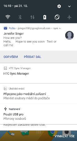 43 První týden s vaším novým telefonem Panel Oznámení Oznamovací ikony vás informují o nových zprávách, událostech kalendáře, připomenutích a probíhajících činnostech, jako je stahování souborů.