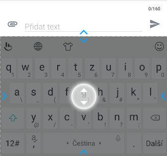 Změnit velikost nebo polohu klávesnice.  Klepněte na položku a potom klepněte na položku Změnit velikost.