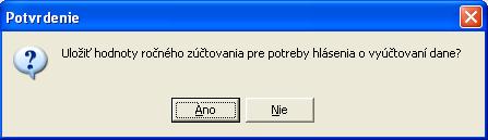 Program sa bude pýtať či má hodnoty zapísať do kmeňových údajov. Ak dáte áno, do kmeňových údajov zapíše preplatok alebo nedoplatok z ročného zúčtovania.