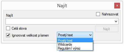 Další pole Tímto tlačítkem se postupně vyhledávají v textu řetězce 4 a více teček (diktuje se jako vynechat místo ) nebo 3 a více podtržítek.