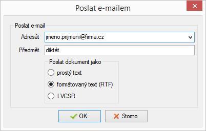 Nastavení a odeslání souboru elektronickou poštou V nastavení aplikace se