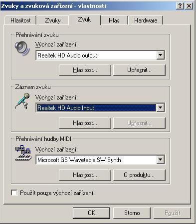 To ověříte v nastavení zvukové karty v Ovládacích panelech vašeho počítače nebo poklepnutím na pravé