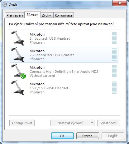 / 8 /10 zde se upřesní, které zařízení má být připojeno, nastavte potřebné zařízení jako výchozí Tip: