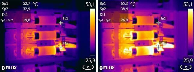 1.3.3 Termografické kontroly Termografické kontroly elektrických instalací by měly v ideálních případech probíhat při plném zatížení jmenovitým proudem.