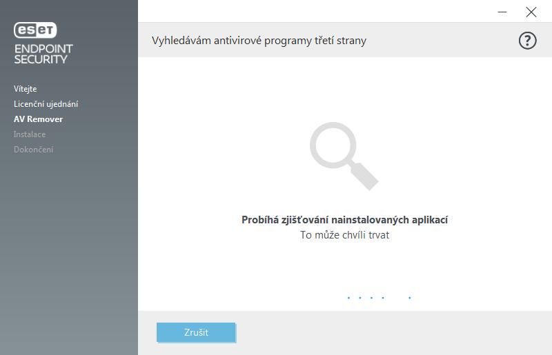 Přečtěte si a odsouhlaste licenční ujednání koncového uživatele. Po kliknutí na tlačítko Přijmout nástroj ESET AV Remover prohledá váš počítač.