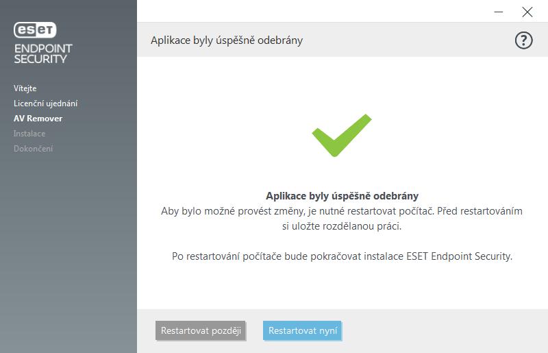 3.1.2 Odinstalace prostřednictvím ESET AV Remover skončila s chybou Pokud se se stávající antivirový program nepodaří odstranit, zobrazí upozornění, že odinstalace aplikace prostřednictvím ESET AV