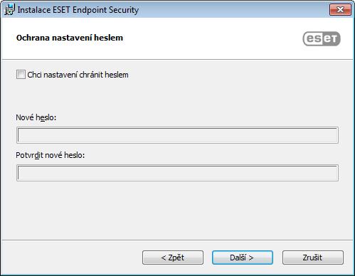 při každém přístupu k nastavením ESET Endpoint Security nebo jeho změně.