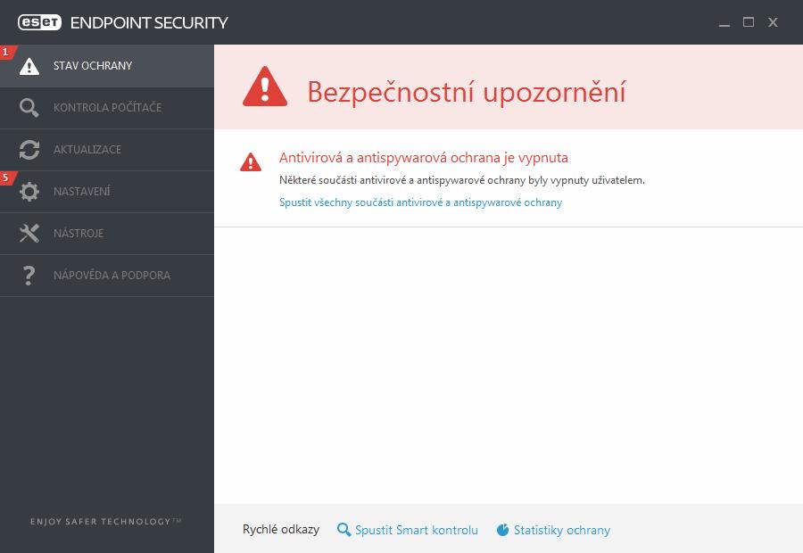 Co dělat, pokud systém nepracuje správně? Při plné funkčnosti ochrany má ikona Stavu ochrany zelenou barvu. V opačném případě je barva červená nebo žlutá a není zajištěna maximální ochrana.