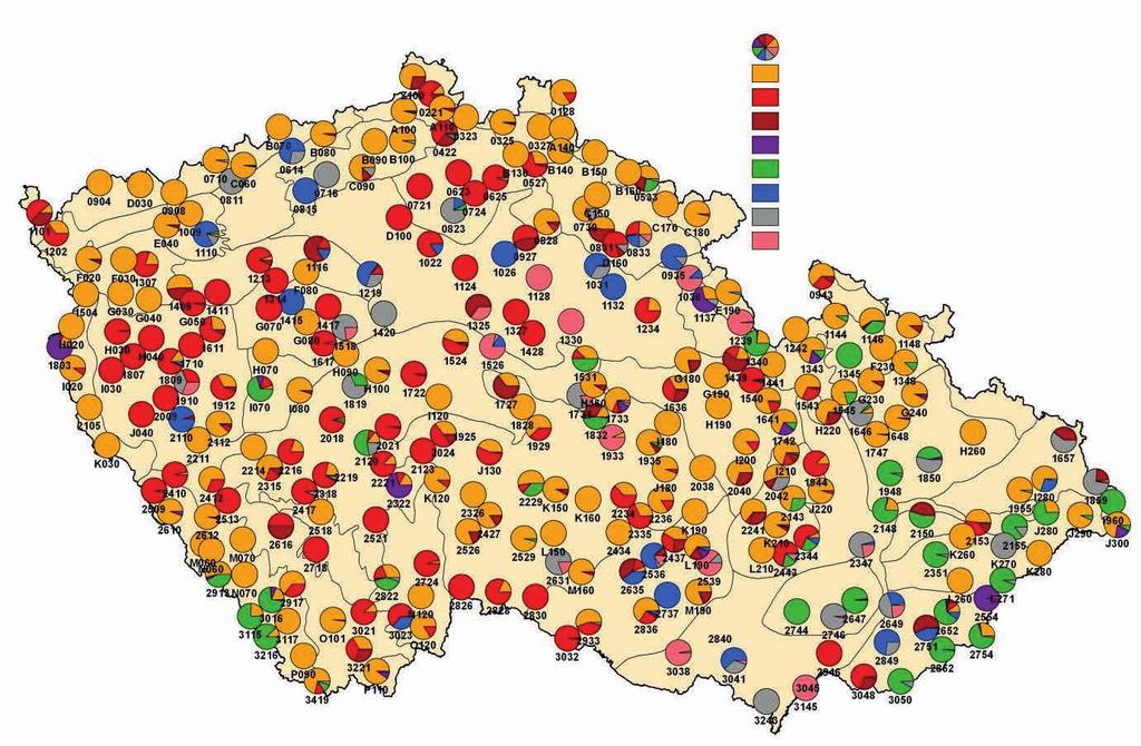 jeřáb, třešeň lípa, olše, osika, topol Pramen: VÚLHM