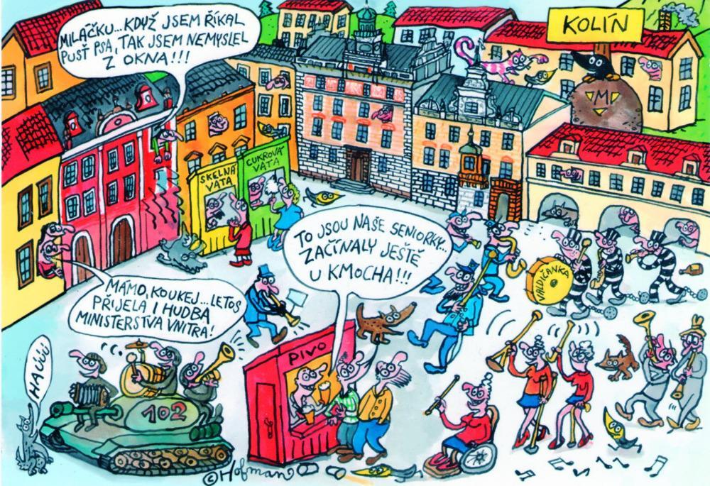 Z kolínské Zámecké - článek pro letní přílohu Kolínského deníku Na kolínské Zámecké je každou druhou neděli živo skoro jako v úle, to abyste věděli, schází se tam kamarádi při dechové muzice, tancují