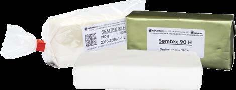 25 SEMTEX 90 Plastická trhavina pro zvláštní použití SEMTEX 90 je trhavina na bázi nevýbušného plastifikátoru, jejíž účinnou složkou je pentrit a hexogen.