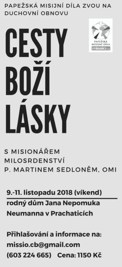 TAMMÍM 23. - 25. 11. DUCHOVNÍ VÍKEND PRO MLADÉ MUŽE v Arcibiskupském semináři v Praze, tentokrát na téma Totální nasazení pro Boha. Setkání mladých mužů ve věku od 15 do 30 let.