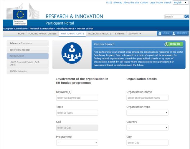 Hledání partnerů K vyhledání vhodných partnerů do projektů slouží aplikace vytvořené v rámci