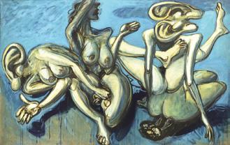 3. Jiří Načeradský, Na pláži, 1987 Výstava Jiřího Načeradského s názvem 170 x 275 představuje výběr z cyklu velkoformátových maleb na sololitech, které autor vytvořil v letech 1987 až 1991.