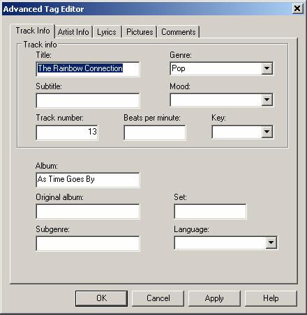 4.4.4 Úpravy informací o písních pomocí Windows Media Player 1 Klepněte na záložku Knihovna.