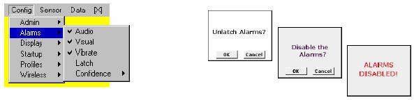 Pokud je některý z těchto alarmŧ deaktivován a uţivatel zaklikne rámeček k deaktivaci třetího alarmu, zobrazí se