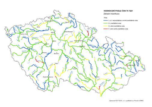 Klasifikace znečištění povrchových vod ČR: ČSN 75 7221 Jakost vod 2014-2015 Klasifikace jakosti povrchových vod a třídy jakosti I.