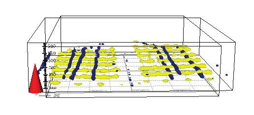 Software přístroje PS-1000 X scan však umožňuje i trojrozměrné zobrazení včetně libovolného natočení pro lepší vizualizaci složitě vyztužených průřezů viz Obr. 22.