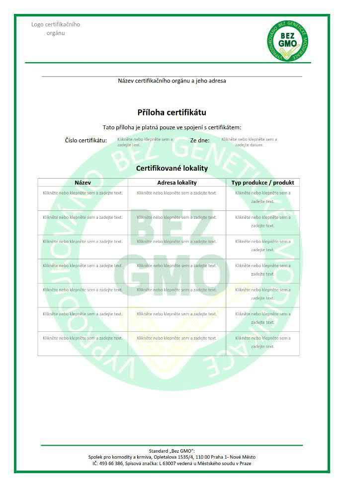 3 Certifikát Bez GMO pro krmiva a