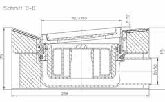 Sprchový blok - podlahový žlab 1200x256x115mm s centricky umístěnou odtokovou vpustí DN50 s ležatým odtokem, se zápachovou uzávěrkou PRIMUS, s výškově stavitelným (7-17mm) rámem 150 x 150mm a krytem