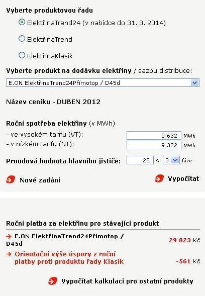 4 Zkušební měření pro ověření výkonových nároků instalace. 52 Obr. 4-3 Kalkulačka celkové roční spotřeby E.
