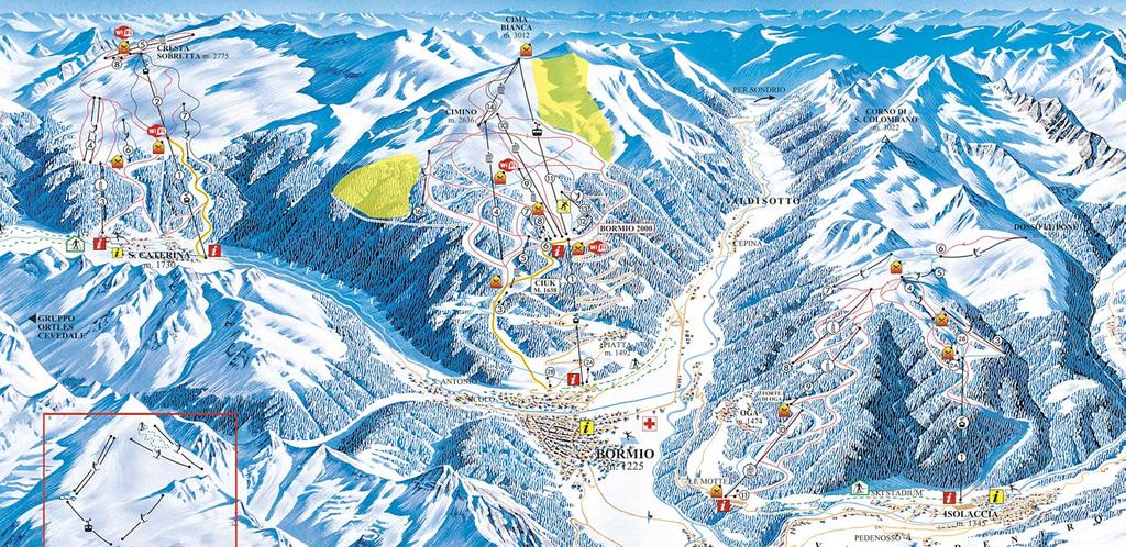 Bormio Livigno Santa Caterina Isolaccia Z Prahy 650 km Santa Caterina 20% 70% 0% 35 km Bormio 35% 50% 5% 50 km Isolaccia 40% 55% 5% 25 km do 5.0.208 První den po příjezdu do Itálie převlečení v hotelu ne na sjezdovce!