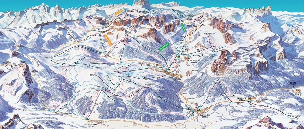 Z Prahy Alta Badia Sella Ronda.324 2.778 m n. m. 650 km 35 km vleků/ lanovek 5 Zájezdy s nočním přejezdem do Itálie: odjezd Praha st. metra Hradčanská v 2.00 hod.