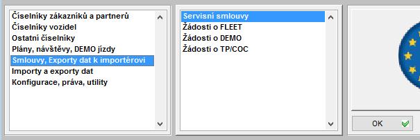 V tomto menu se zvolí položka Ostatní a v zobrazeném podmenu se zvolí funkce Pozáruční servis. Po stisknutí se zobrazí buď hlavička nového formuláře (viz Nová servisní smlouva).