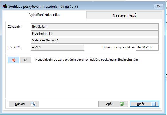 7) Pokud je vše v pořádku, lze kartu zákazníka uložit.