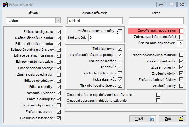 Možnost filtrovat značky a kód značek slouží pro roztřízení prodejců po značkách, které dealer prodává. Kódy značek jsou z číselníků značek. Např.
