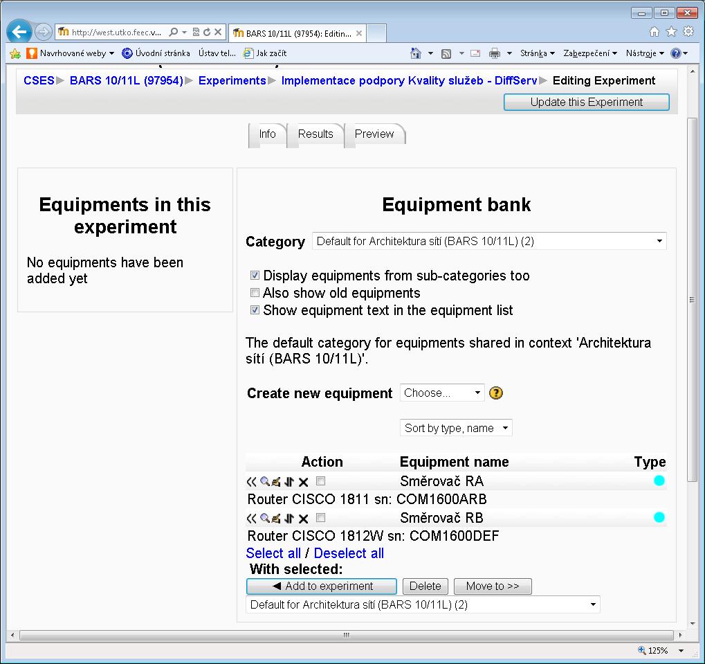 5.3 Modul zařízení (equipments) Zásobník zařízení Equipment bank, je nejdůležitějším modulem a zahrnuje kompletní správu zařízení. Obr. 5.