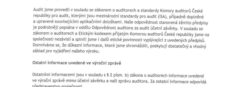 7 ZPRÁVA AUDITORA O