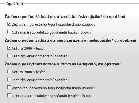 Defaultně se do části opatření automaticky zaškrtne opatření z konkrétní datové sady, z které pochází.