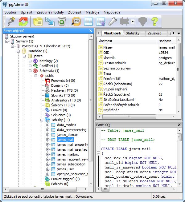 6.2.3 pgadmin Jedná se o open-source grafické administrační rozhraní podporované na většině populárních platforem, které je přeloženo do více než dvanácti jazyků.