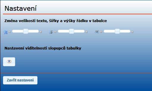 Nastavení vzhledu aplikace Nastavení velikosti textu v tabulce Zmenšení/zvětšení textu