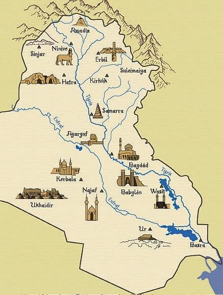 MEZOPOTÁMIE (řecky mezopotamia - meziříčí), starověké umění oblasti ležící mezi řekami Eufratem a Tigridem, v níž se rozvinula řada na sebe navazujících starověkých kultur; jejich vliv vyzařoval také