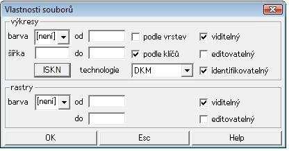 Tlačítkem ISKN se přejde k nastavení atributů výkresu, které zajišťují propojení s databází SPI KN.