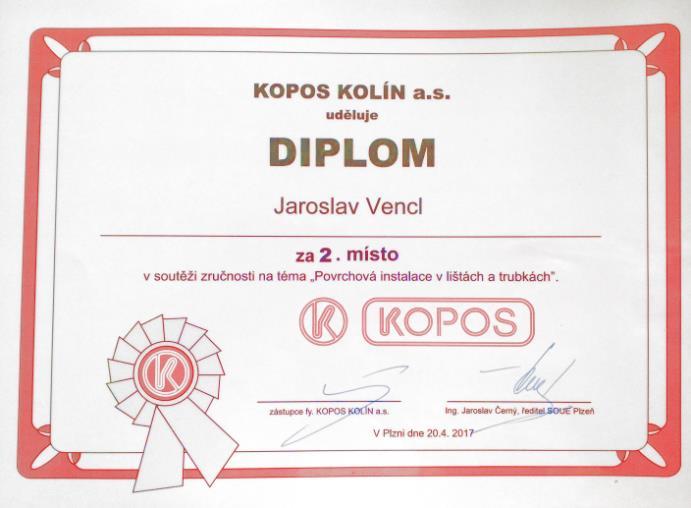ročníku SŠT Most, oboru Mechanik seřizovač - Mechatronik, Ondřej Vopravil, Ladislav Novák a vedoucí družstva UOV Michael Drtík, se zúčastnily 2.