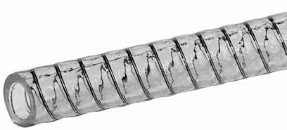 METALFLEX PVC Materiál hadice: Ocelová spirála Od -10 C do +65 C Velmi elastická, tlako-sací hadice pro transport vzduchu, vody, piva, vína, alkoholů do koncentrace 28%, šťáv, nápojů a lehkých