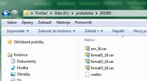 (ak zvolíte podľa zoznamu, archív sa vykonáva na všetky firmy v zozname) zadajte cieľovú cestu