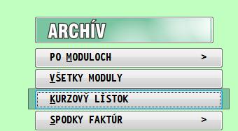 Po zvolení príslušnej voľby sa zadávajú parametre archivácie. Postup a nastavenia je rovnaké ako cez voľbu Všetky moduly. Pozri predchádzajúci kapitolu.